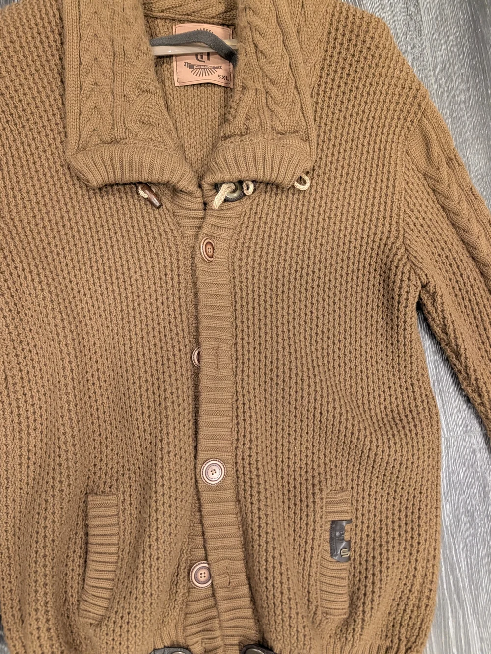 Men's Cable-Knit Shawl Collar Sweater Cardigan - Brown